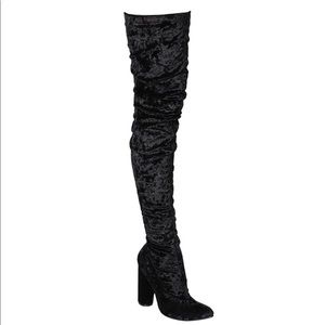 Cape Robbin Crunchy Velvet Thigh High Boots